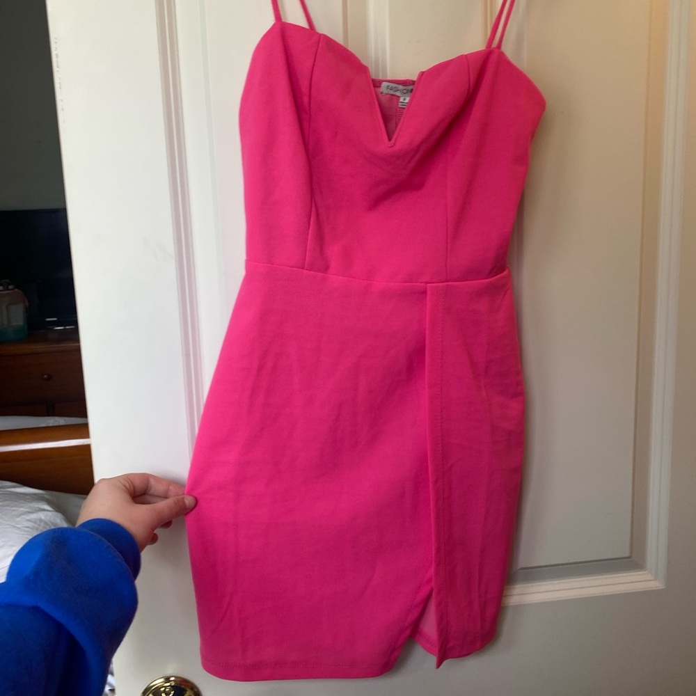 Hot pink mini dress